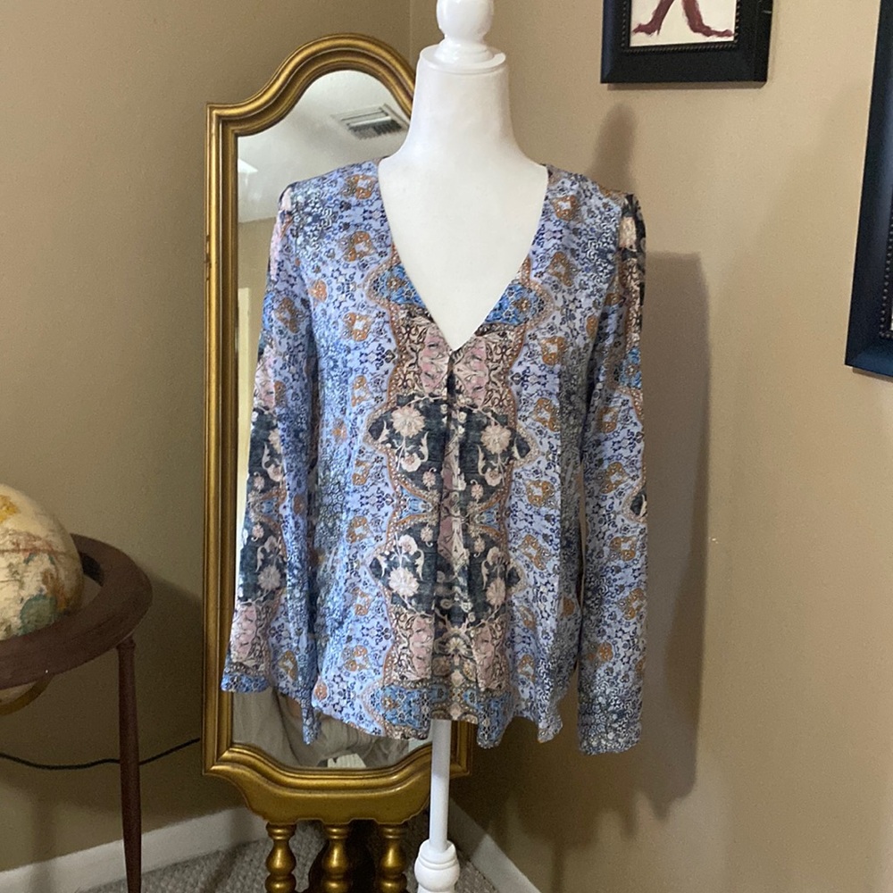 Lavender Brown Silk top size XS💜